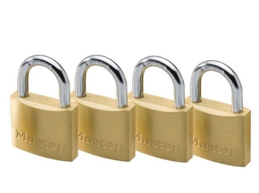 Picture of MASTER LOCK BRASS PADLOCK 4 KEYED ALIKE 20MM HARD STEEL SHACKLE MSP1900Q