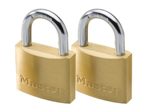Picture of MASTER LOCK BRASS PADLOCK 2 KEYED 30MM HARD STEEL SHACKLE MSP1901T