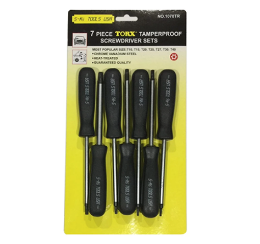 Picture of S-Ks Tools USA 1070-TR Tamperproof Torx Screwdriver Set (Black/Silver)