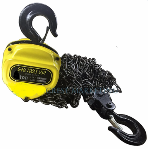 Picture of S-Ks Tools USA 1T Heavy Duty 1 Ton Chain Block (Yellow/Black)