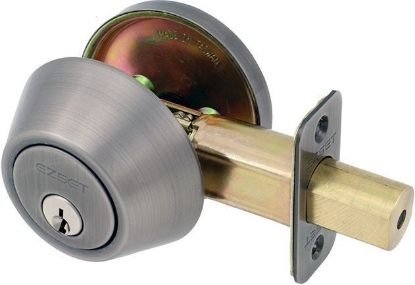 Picture of Ezset Single Cylinder Deadbolt Satin Stainless Steel
