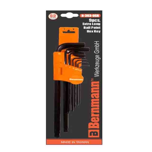 Picture of BERNMANN 9Pcs. Extra Long Ball Point Hex Key - B-363-9SR