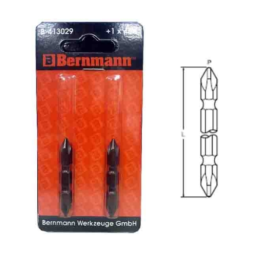 Picture of BERNMANN 1/4" Hex Shank Cross Point Double End Screwdriver Bit B-413029