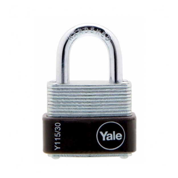 Picture of Yale Padlock Laminated Steel Zinc 30mm 18mm Shackle, YLHY115/30/117/1