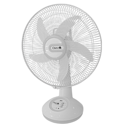 Omni Rechargeable Desk Fan with LED Light 14" AC/DC with USB Charging Port 