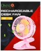 Mini Rechargeable Desk Fan with Night Light (White/Pink)