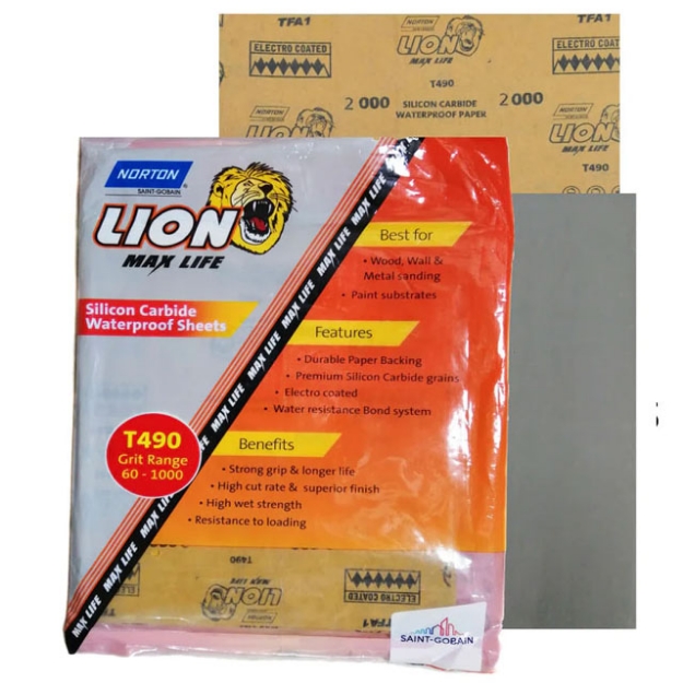 Picture of NORTON T490 Lion Silicon Carbide Waterproof Sandpaper Sheets - 78072702453