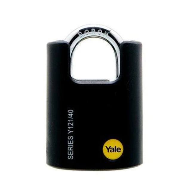 Picture of YALE  SILVER SERIES BORON STEEL SOLID BRASS BLACK PADLOCK47MM-YL-H-Y90B/45/129/1