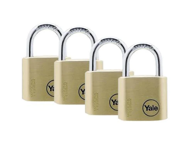 Picture of YALE 4 PC KEY-ALIKED CLASSIC SERIES HARDENED STEEL NATURAL SOLID BRASS PADLOCKS 31MM-YLHY110/30/117/4