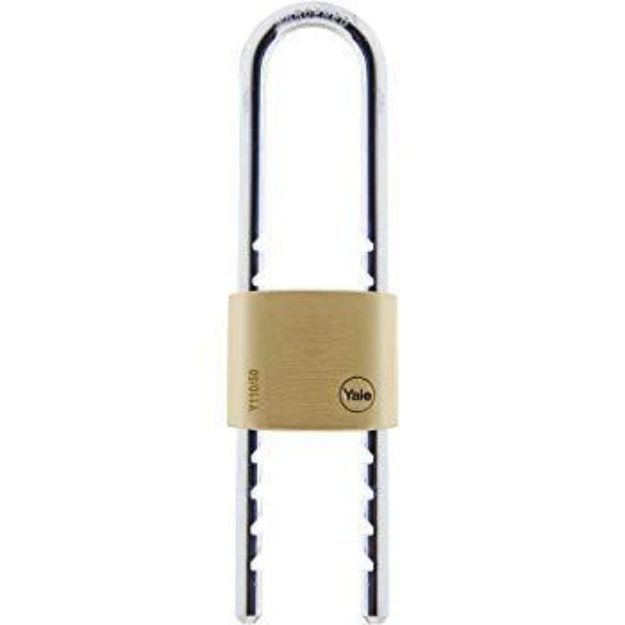 Picture of YALE CLASSIC SERIES HARDENED STEEL ADJUSTABLE SHACKLE NATURAL SOLID BRASS PADLOCK 51MM-YL-H-Y110/50/155/1
