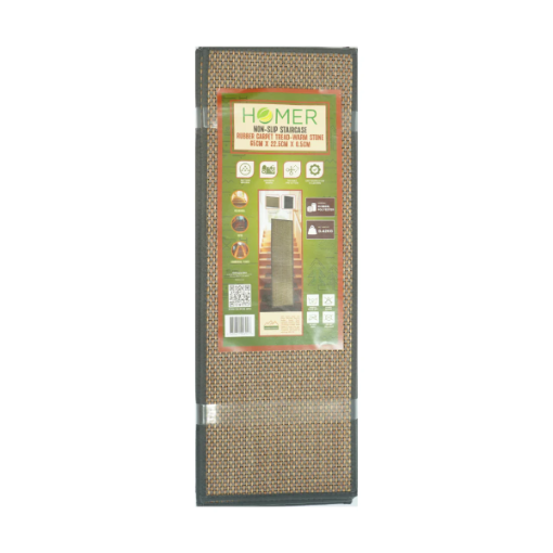 Picture of HOMER WARM STONE RUBBER STAIR TREAD CARPET 65CM NON-SLIP AND DURABLE HOMRB75225BRNGRY
