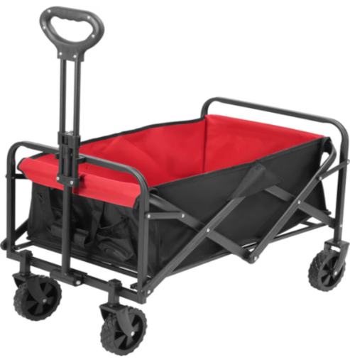 Picture of HOMER FOLDABLE UTILITY WAGON COLLAPSIBLE OUTDOOR PULL CART IN BLACK RED  HOMFW001BLKRED