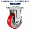Picture of 5 Inches Harlem heavy duty  Industrial PU Rubber caster wheel  Fixed, Swivel , Castor Wheel with Dual Lock Brake