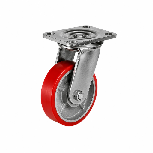 Picture of 4 Inches Harlem heavy duty  Industrial PU Rubber caster wheel  Fixed, Swivel , Castor Wheel with Dual Lock Brake