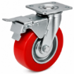 Picture of 5" Heavy-Duty Swivel Caster Wheel with Brake (Red PU Wheel),  Swivel with Lock and W/o Lock