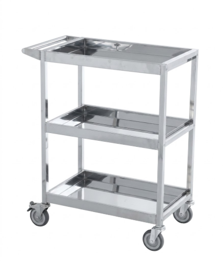Picture of JUMBO STAINLESS THREE TRAY TROLLEY, TS3-6004