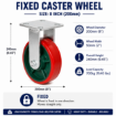 Picture of 8" Harlem heavy duty  Industrial PU Red Rubber caster wheel  Fixed, Swivel , Castor Wheel with Dual Lock Brake