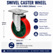 Picture of 8" Harlem heavy duty  Industrial PU Red Rubber caster wheel  Fixed, Swivel , Castor Wheel with Dual Lock Brake
