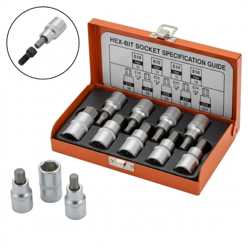Picture of S-Ks Tools USA 1/2" DR 9PCS. HEX BIT SOCKET SET, H-2209